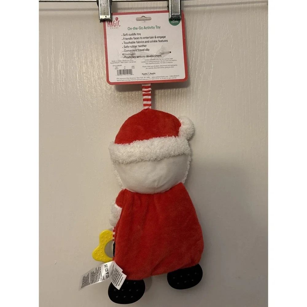 New Magic Years Santa Crinkle and Teether. On The Go Baby Accessory Car Seat Toy